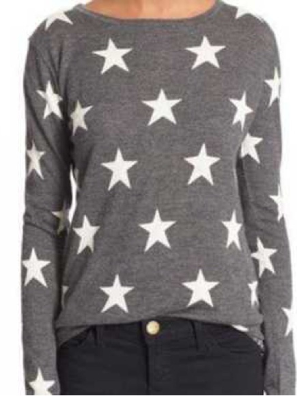 Splendid Gray Star Print Long-Sleeve Top